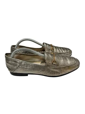 Sam Edelman Loraine Loafer Metallic Gold Crocodile Embossed Horsebit Leather 10M thumbnail 4