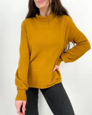 Mustard Slouchy Mockneck Longsleeve Top Size S thumbnail 1