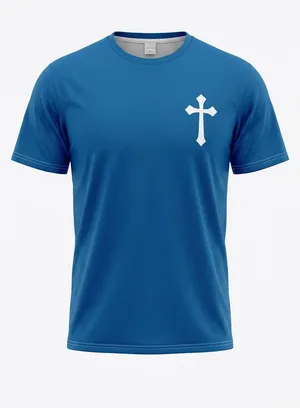 Men’s Premium Quality Blue Shirt with White Cross Size XL thumbnail 1