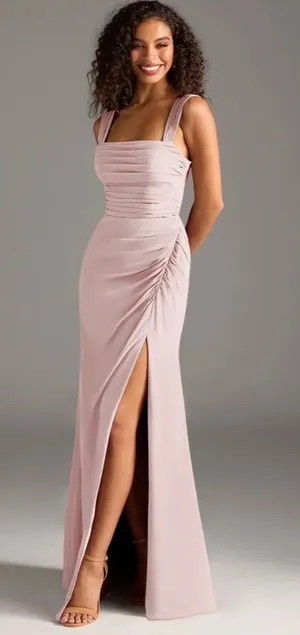 Azazie Dress Bridesmaid bushing pink chiffon thumbnail 1