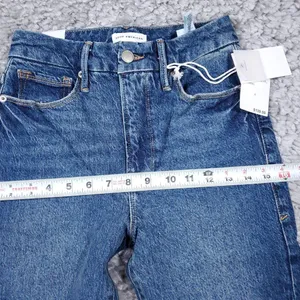 Good American Good Classic Raw Hem High Rise Slim Straight Stretch Jeans 0 25 thumbnail 11