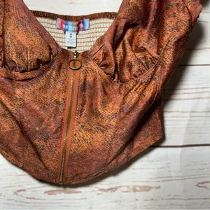 Urban Outfitters • Crop Top • Snakeskin Print • Brown • Medium thumbnail 3