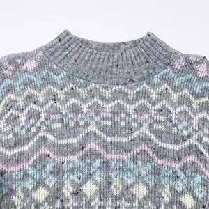 Vintage 80s 90s Croquet Club Women's Soft Pastel Grey Acrylic Knit Sweater Ski thumbnail 4
