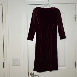 Eliza J Womens Burgundy Velvet Side Drape 3/4 Sleeve Sheath Dress Size 8 Holiday thumbnail 6