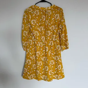 Madewell 100% Silk Assam Floral Lace-Up 3/4 Sleeve Mustard Yellow‎ Boho Western thumbnail 4
