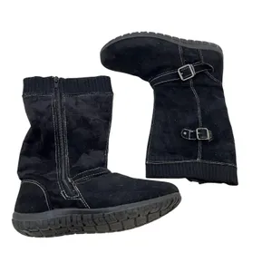 Dr Scholls black mid calf side zip round toe synthetic boots warm women size 8 thumbnail 2