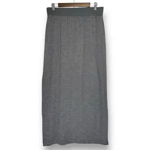 Elie‎ Tahari Maxi Skirt Large Gray Knit Sweater Pull On Elastic Waist Stretch thumbnail 4