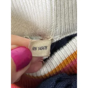 Faherty Navy Organic Cotton Cashmere Jogger Pants Striped Waistband Size Small thumbnail 5