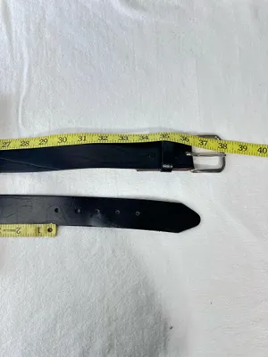 Leather Belt 38 Black Top Grain Oil Ten Leather Tooled Removable Silver Buckle thumbnail 10