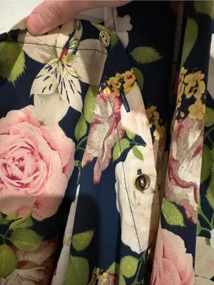 CATO Ruffled Rose Print Tunic Assymetrical Flowy Modern blouse pink blue medium‎ thumbnail 8