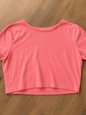 wild fable Coral Pink Cropped Crew Tee thumbnail 2