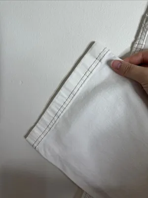 Hollister Ultra High-Rise Dad Pant White Utility Chino Pants Contrast Stitch 27 thumbnail 9