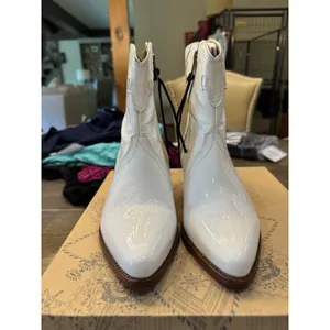 New Free People Frontier Western Boots Women's Size 36 White Patent Leather thumbnail 4