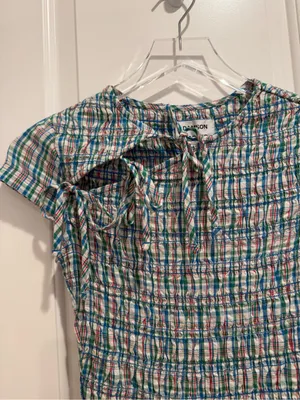 DAMSON MADDER NWT Ebba Smocked Midi Dress in Picnic Blue Check Cottagecore US 2 thumbnail 6
