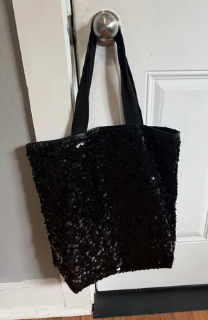 Victoria's Secret Black Sequin Tote Bag thumbnail 1