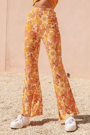 Ghanda Rosa Flares Retro Floral Bell Bottom Pants thumbnail 1