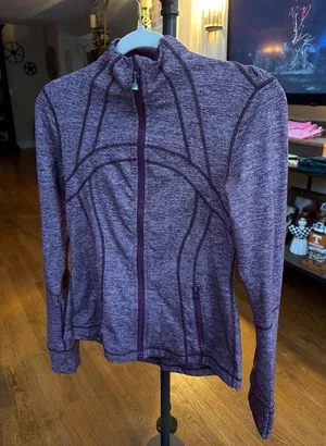 lululemon Define Jacket in a heathered maroon color features a full front 6 thumbnail 1
