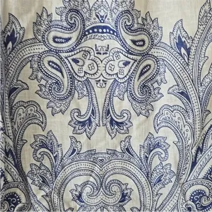 Zara White & Blue Linen Blend Paisley Patterned Fit & Flare Summer Dress Size XS thumbnail 7