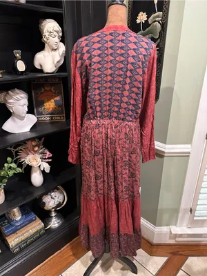 Sacred Threads Bohemian Mixed‑Print Long‑Sleeve Midi Dress – NWT – Size L/XL thumbnail 9