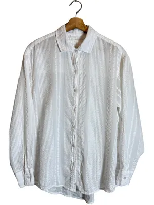 Aerie Striped Oversized Button Up Shirt Women's XS White Sheer Flowy Minimalist thumbnail 3
