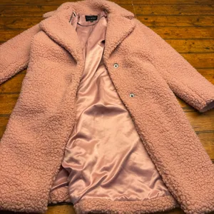 Lucky Brand Women Pink Sherpa Teddy Coat Faux Fur Fleece‎ Jacket Small S/P thumbnail 2