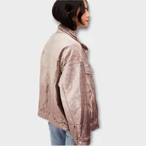Free People Velvet Trucker Jacket - Mauve - XS/S thumbnail 8