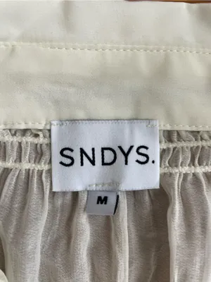 SNDYS La Louisiane Shirred Sheer Flare Sleeve Cream Button Front Top Sz M 💛🎀 thumbnail 11