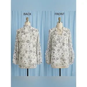 Calvin Klein Women’s Long Sleeve Floral Pattern Tie-Neck Blouse Size Medium thumbnail 3