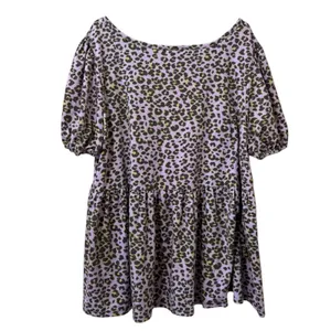 Hayden Los Angeles Women Sz‎ 1XL Cheetah Print Tiered Babydoll Top Stretch Boho thumbnail 2