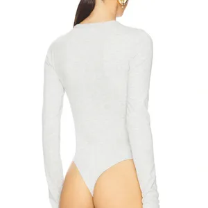 WeWoreWhat‎ Gray Long Sleeve Henley Bodysuits Size S thumbnail 4