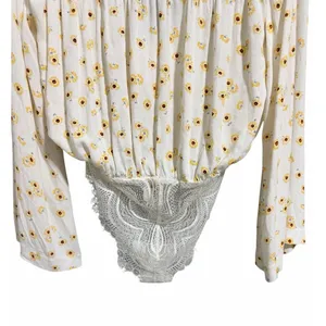Free People Intimately "Forties Feels" Sunflower Print Bell Sleeve‎ Bodysuit Sm thumbnail 6