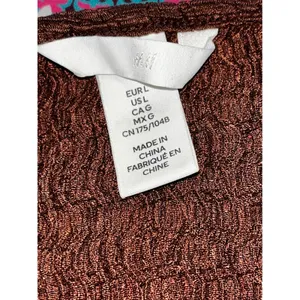 HM Womens Textured Crinkle Cardigan Top Brown Gold Button V-Neck Large 1283685-1 thumbnail 7