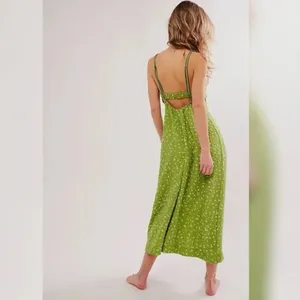 NWOT Free People Coming Home Romper in Avocado Combo thumbnail 4