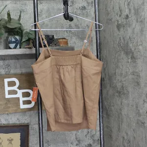 NEW State Of Day Sleeveless Pajama Shirt Top Linen Blend Natural Umber Brown M thumbnail 2