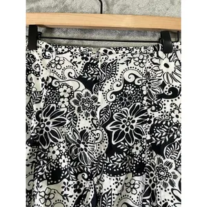 Vintage Black White Floral Paisley Skirt Cottagecore Boho Retro‎ Medium Prairie thumbnail 4