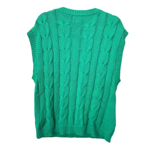 CRESCENT Cable‎ Knit Oversized Vest Green Medium thumbnail 3