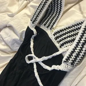 NWT By the Sea White Black Crochet Maxi Dress Size Medium thumbnail 7