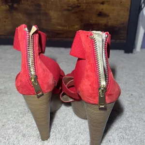 Jessica Simpson Tookie Majic Red Strappy Platform Heels Women's 7.5 B thumbnail 4