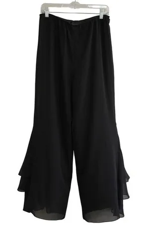 Alex Evenings Black Chiffon Wide Leg Tiered Ruffle Hem Dress Pants Gala‎ Formal thumbnail 1
