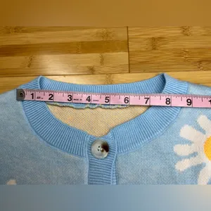 Womens Floral sky Blue Long Sleeve Ribbed Neckline Casual Sweater/Cardigan|Sz:S thumbnail 10