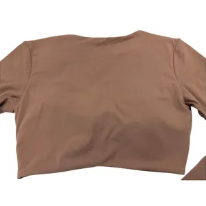 AOXJOX Deep V Twist Front Crop Yoga Top Brownie L NWOT thumbnail 8