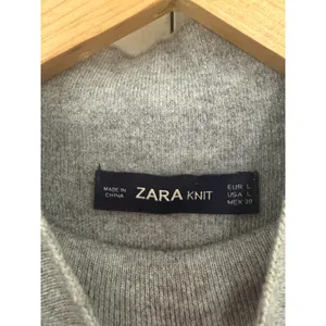 Zara Knit Womens Grey Mock Neck Short Sleeve Sweater Contrast Trim Large thumbnail 2