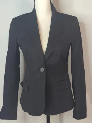 Theory Black Cotton Blend Single Breasted‎ One Button Blazer Corporate Women's 6 thumbnail 1