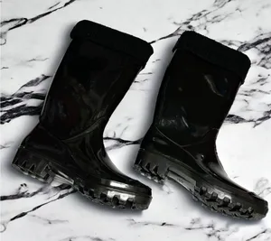 dav Womens Boots Sz 8 US 38 EU Black‎ Rain Boots Sweater Trim Fleece Inside NEW thumbnail 1