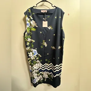 NEW Piero Moretti Navy Blossom Shift Dress Autumn Wedding Guest‎ Dress Plus Size thumbnail 5