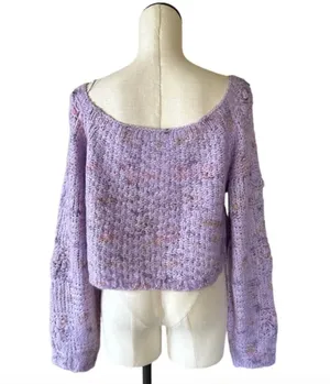 NWT FREE PEOPLE Sunset Cloud Pullover Sweater In Violet Glow Combo thumbnail 8