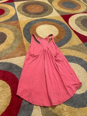 Lululemon Yogi Everyday Tank Top Cotton Racerback Pink Stripe Size 8 thumbnail 3