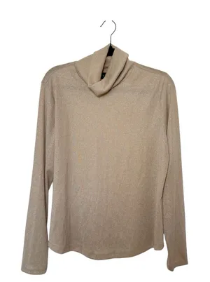 Gap XL Ribbed Metallic Beige‎ Shimmer Turtleneck Quiet Luxury 90s Minimalist thumbnail 1