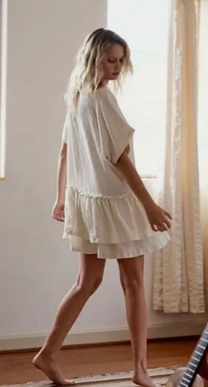 FP BEACH by Free People Marni Asymmetrical Ruffle Tunic Mini Dress Cream Size S thumbnail 13
