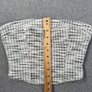 Altar'd State Women's Small Black White Tweed Strapless Cropped Bandeau Top thumbnail 2